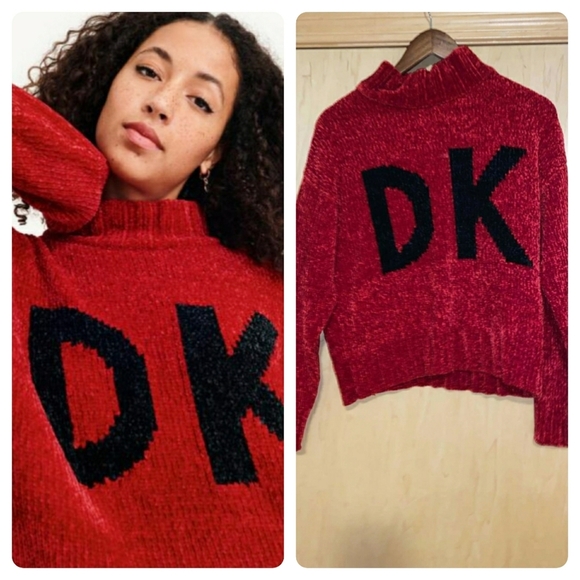 DKNY CHUNKY CHENILLE LOGO SWEATER - Picture 3 of 8